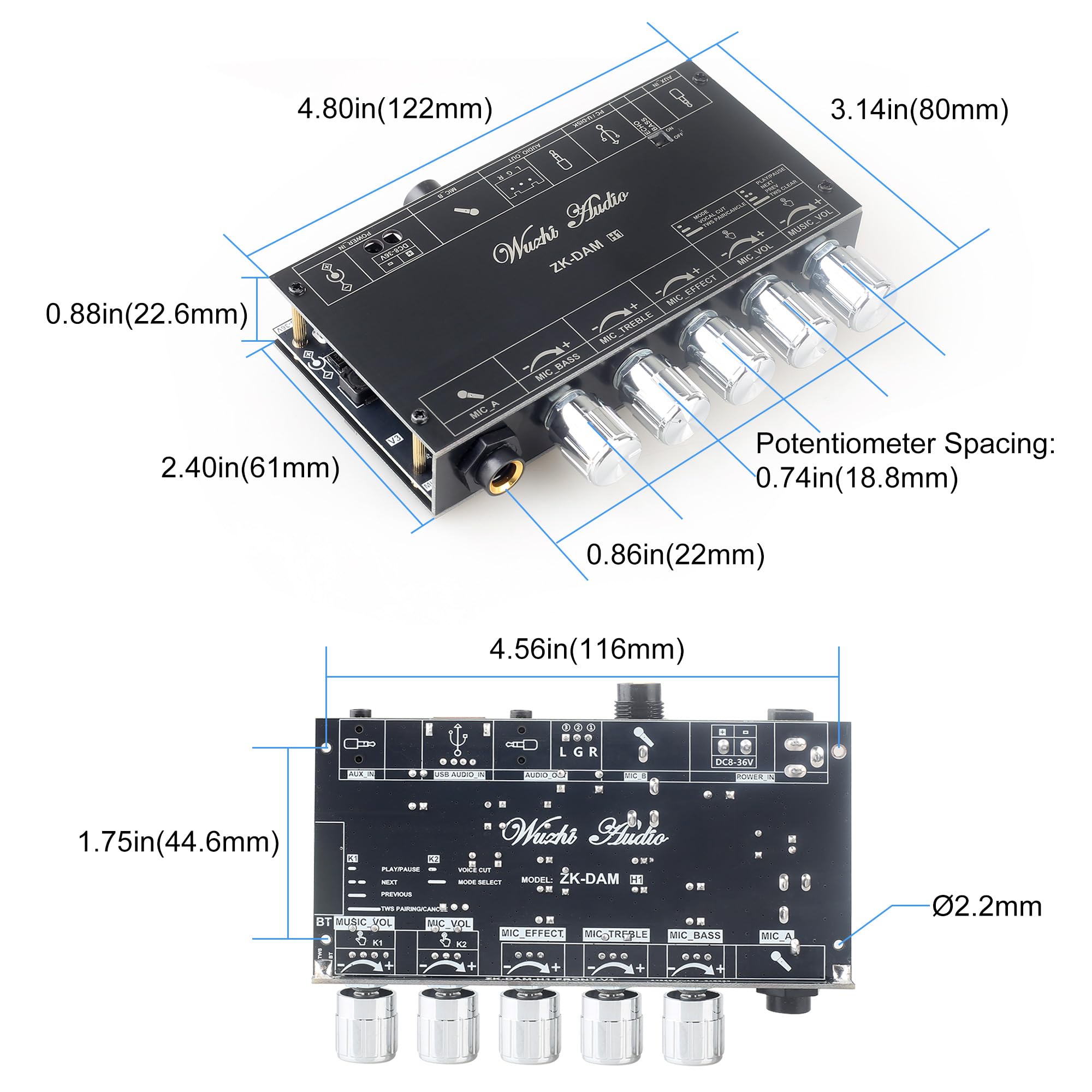 Amazon.com: Wuzhi Audio ZK-Dam H1 with Wide Voltage Input (DC 8